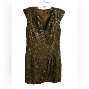 Nanette Lepore Silk gold sequin dress sz 2
